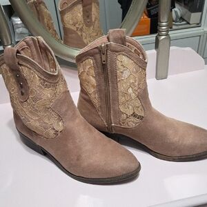 Sugar Tan Lace Ankle Booties